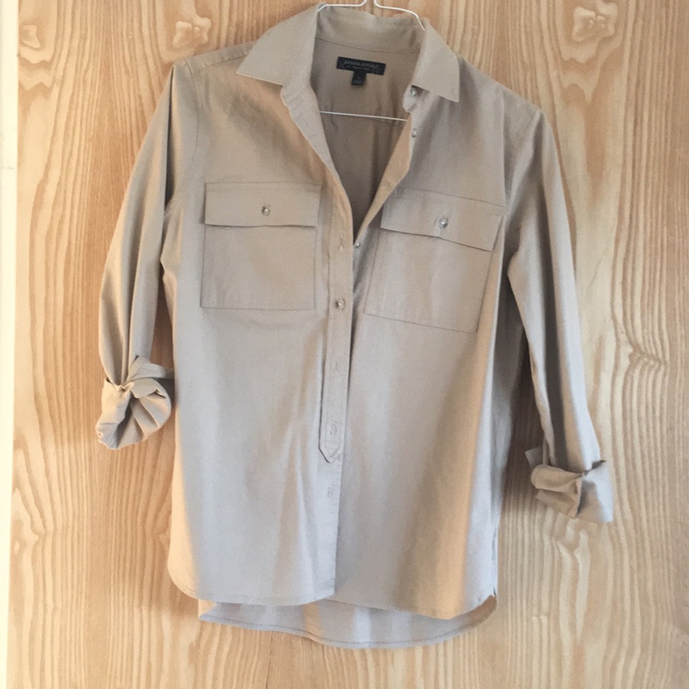Banana Republic Khaki Button Up Safari Top